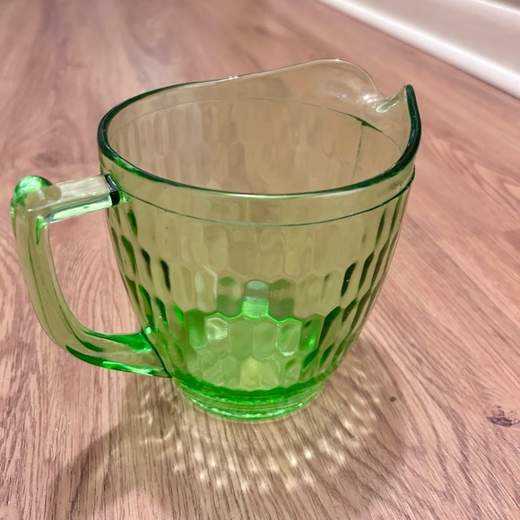 Vintage Small Uranium Depression Glass Pitcher - Picture 4 of 8
